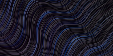 Dark BLUE vector background with bent lines. Colorful illustration with curved lines. Pattern for websites, landing pages.