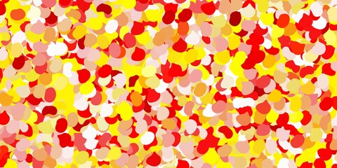 Light red, yellow vector background with random forms.