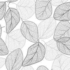 Foto op Plexiglas Bladnerven Naadloze patroon met bladeren ader. Vector illustratie.