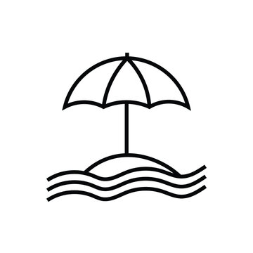 Beach umbrella icon isolated on a white background, sunbed and umbrella, sea, icon for vacationers, vector.