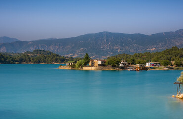 Fototapeta premium Green Lake in Green Canyon. Manavgat, Antalya, Turkey. Long exposure shot, july 2020