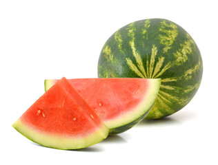 Watermelon and slice isolated on white background