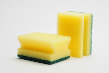 Sponge for washing dishes and plumbing on a white background
