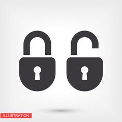OPEN lock icon. Vector  Eps 10 . Lorem Ipsum Flat Design padlock