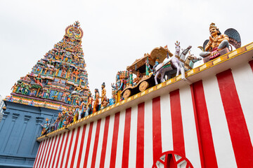 Low angle view of Sri Veeramakaliamman Temple in Singapore