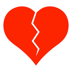 broken heart icon illustration on white background