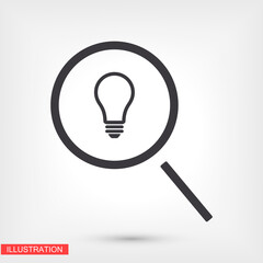 Search light icon. Vector Eps 10. search magnifying, inside light bulb inserted Flat Design.