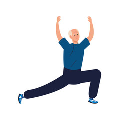 Senior man cartoon stretching design, grandfather and old male person theme Vector illustration