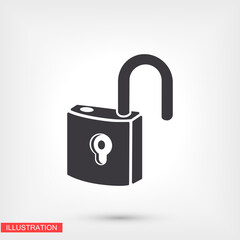 OPEN lock icon. Vector  Eps 10 . Lorem Ipsum Flat Design padlock