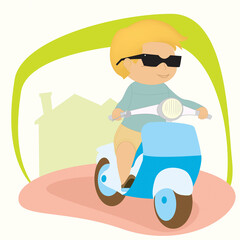 Boy riding a scooter