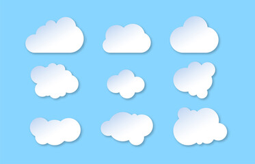 Flat design cloudscapes collection. Flat shadows. Vector illustration. Vector Realistic Clouds set .