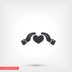 heart in hand icon. Vector Eps 10. Lorem Ipsum Flat Design