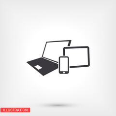 Vector smartphone, tablet and laptop icon . Vector  Eps 10 . Lorem Ipsum Flat Design