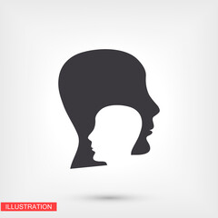 Head outline icon isolated on background. Head symbol for website design, head mobile app, head logo, user interface. Editable stroke. Vector illustration. Eps 10 Head