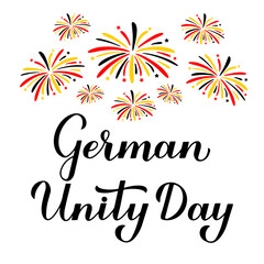 German Unity Day calligraphy hand lettering. National holiday in Germany celebration on October 3. Vector template for banner, typography poster, flyer, greeting card, etc