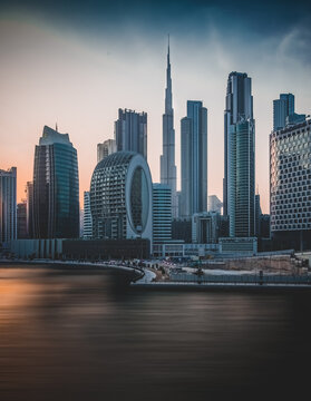 Dubai City skyline at sunset