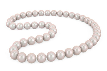 A necklace of white pearls, 3D rendering
