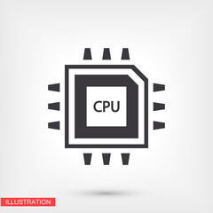 CPU vector icon. chip. CPU. Vector graphics. chip in the graph. 10 eps