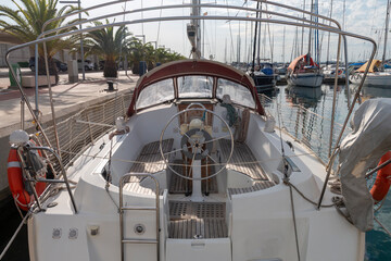 Pleasure boats moored in the marina of Valencia, Spain