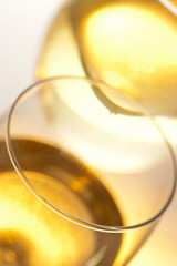 High angle view of champagne in two champagne flutes