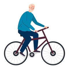 Obraz premium Senior man cartoon riding bike design, grandfather and old male person theme Vector illustration