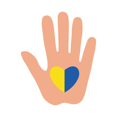 down syndrome heart in hand flat style icon design, disability support and solidarity theme Vector illustration