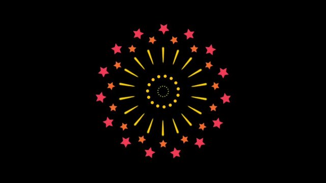 Animated roto seamless graphics of fancy abstract doodle shapes and line element motion graphics. Colorful abstract geometric mandala shape. Used for background patterns and textures or advertising 