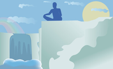 Silhouette of a man performing yoga