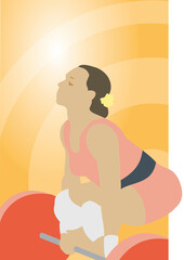 Side profile of a woman weightlifting