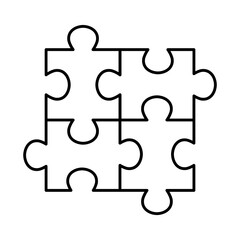 Puzzles line style icon design, Jigsaw game object teamwork match toy element connection and solution theme Vector illustration