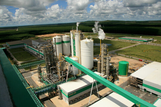 eunapolis, bahia / brazil - march 28, 2009: view of the Veracel Celunose factory in the city of Eunapolis, in the south of Bahia.