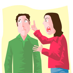 Close-up of a woman shouting at a man