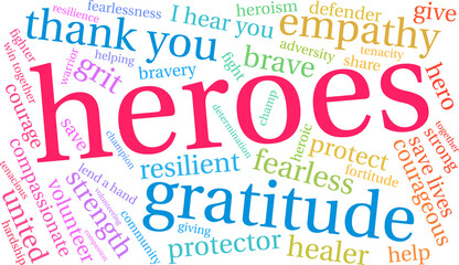 Fototapeta premium Heroes Word Cloud on a white background. 
