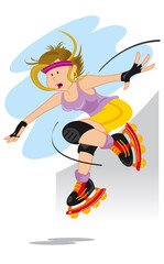 Side profile of a girl roller skating