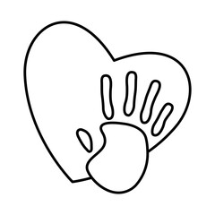Heart with hand line style icon design of love passion and romantic theme Vector illustration