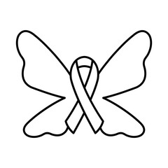 medical ribbon butterfly line style icon design of care health hospital emergency aid exam clinic and patient theme Vector illustration