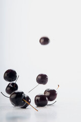 Close-up of cherries falling