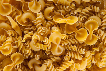 Close-up of assorted uncooked pasta