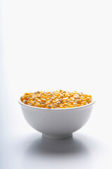 Close-up of a bowl of corn kernels