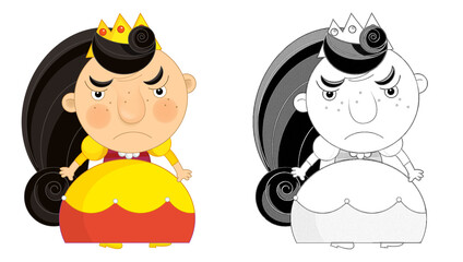 cartoon sketch scene with princess on white background illustration