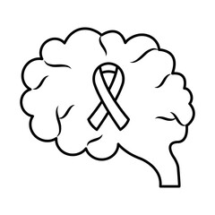 medical ribbon in brain line style icon design of care health hospital emergency aid exam clinic and patient theme Vector illustration
