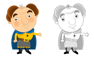 cartoon scene with king knight standing and doing something illustration