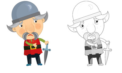 cartoon scene with king knight standing and doing something illustration