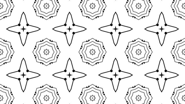 abstract black white animated kaleidoscope pattern. 3d render