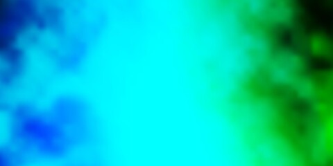 Light Blue, Green vector backdrop with cumulus. Gradient illustration with colorful sky, clouds. Colorful pattern for appdesign.