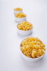 High angle view of macaroni in bowls