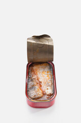 High angle view of a can of fish