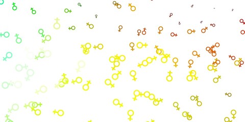Light Green, Yellow vector background with woman symbols.