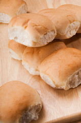 Close-up of loaves of bread on a cutting board