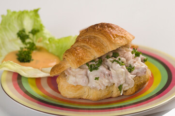 Close-up of a tuna stuffed croissant